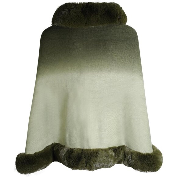 🆕Women Green Winter Faux Fur Shawl Stole Warm Wrap Cape knitted Acrylic Elegant - Picture 3 of 6